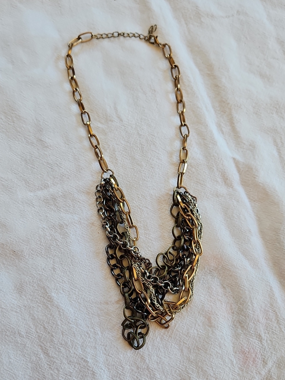 Mixed Metal Layered Chain Necklace - Gold & Silver